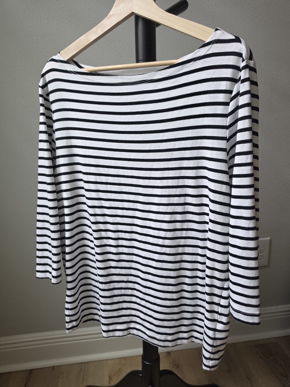 Classic Black & White Striped Boatneck Top